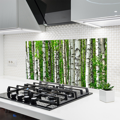 Kitchen Splashback Forest nature black white green