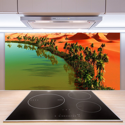 Kitchen Splashback Bay trees desert landscape green yellow