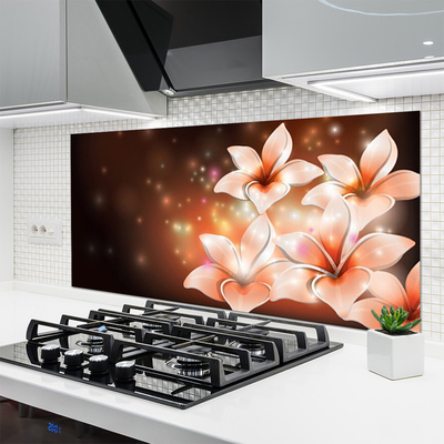 Kitchen Splashback Flowers floral white yellow black