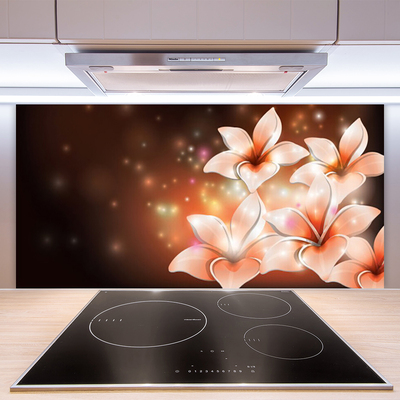 Kitchen Splashback Flowers floral white yellow black