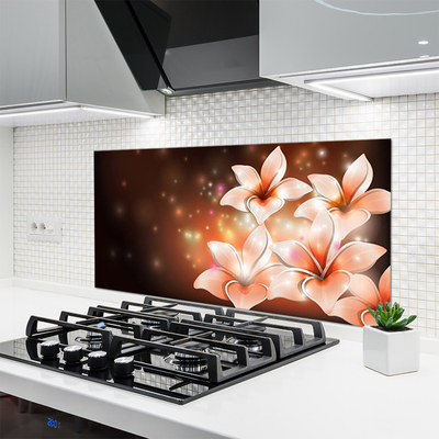 Kitchen Splashback Flowers floral white yellow black