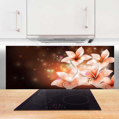 Kitchen Splashback Flowers floral white yellow black