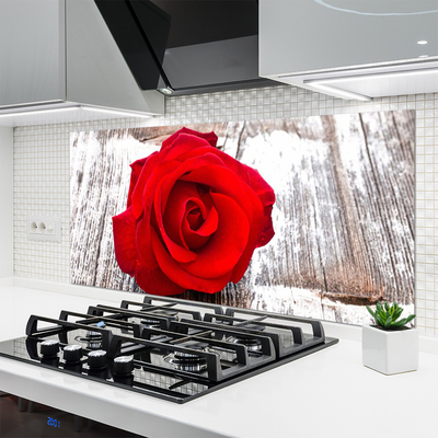 Kitchen Splashback Rose floral red