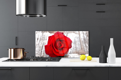 Kitchen Splashback Rose floral red