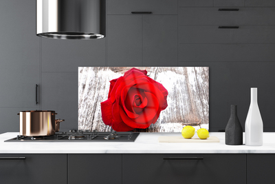 Kitchen Splashback Rose floral red