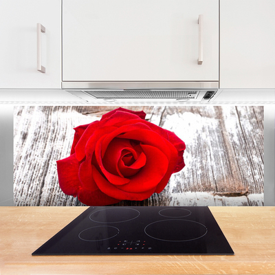 Kitchen Splashback Rose floral red