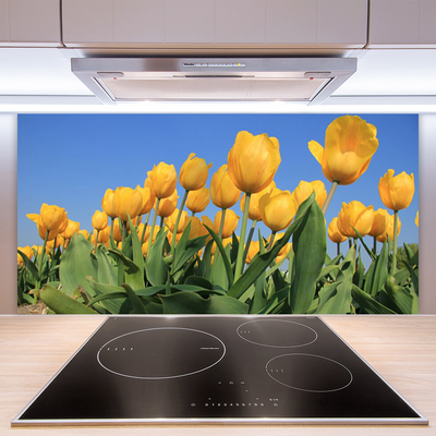 Kitchen Splashback Tulips floral yellow