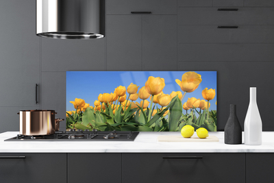 Kitchen Splashback Tulips floral yellow