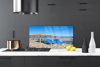 Kitchen Splashback Beach landscape grey