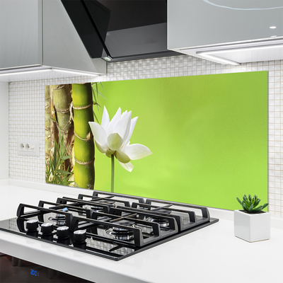 Kitchen Splashback Bamboo stalk flower floral green white