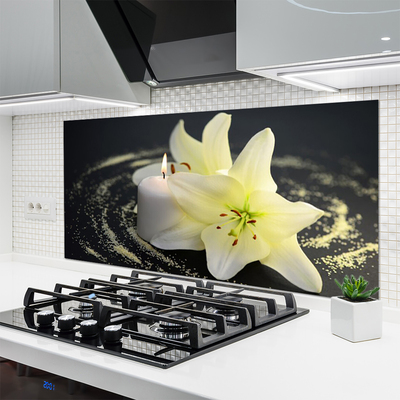 Kitchen Splashback Flower floral white yellow