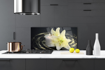 Kitchen Splashback Flower floral white yellow