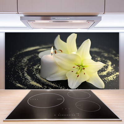 Kitchen Splashback Flower floral white yellow