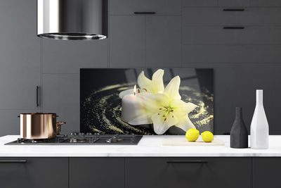 Kitchen Splashback Flower floral white yellow