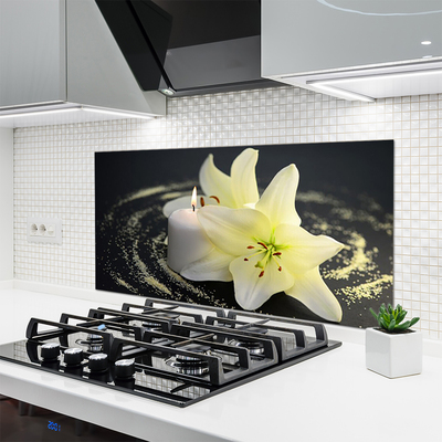 Kitchen Splashback Flower floral white yellow