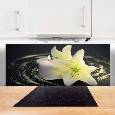 Kitchen Splashback Flower floral white yellow