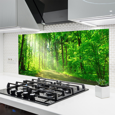 Kitchen Splashback Forest nature brown green