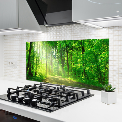 Kitchen Splashback Forest nature brown green