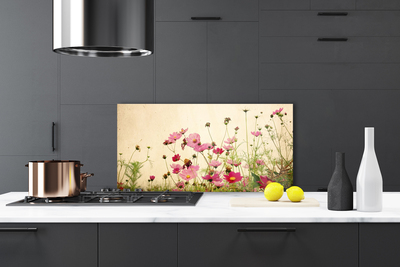 Kitchen Splashback Flowers floral pink red