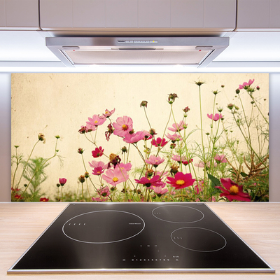 Kitchen Splashback Flowers floral pink red