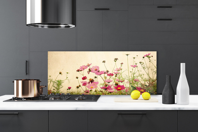 Kitchen Splashback Flowers floral pink red