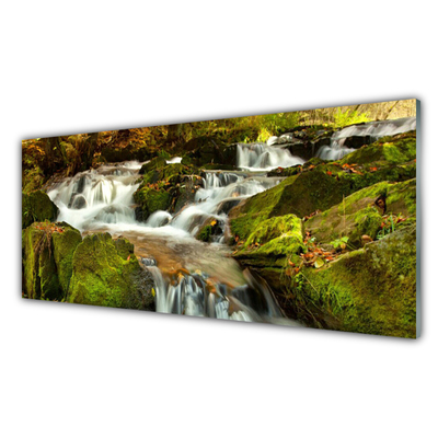 Kitchen Splashback Waterfall rocks nature white green