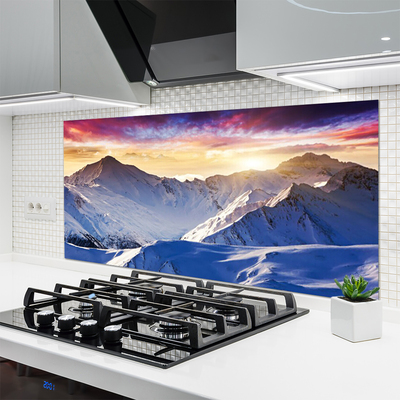 Kitchen Splashback Mountains landscape white blue