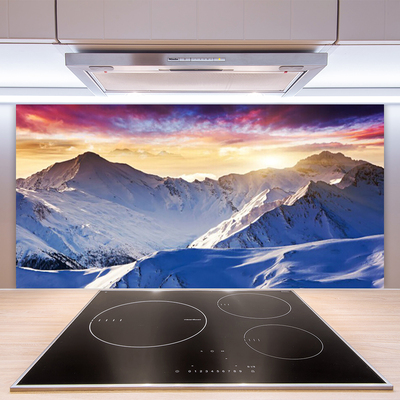 Kitchen Splashback Mountains landscape white blue