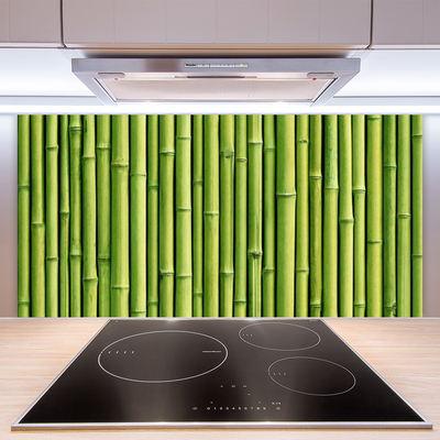 Kitchen Splashback Bamboo canes floral green