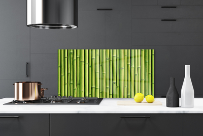 Kitchen Splashback Bamboo canes floral green