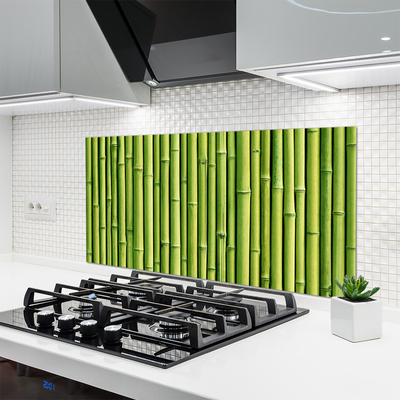 Kitchen Splashback Bamboo canes floral green