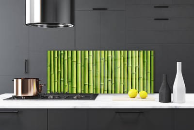 Kitchen Splashback Bamboo canes floral green