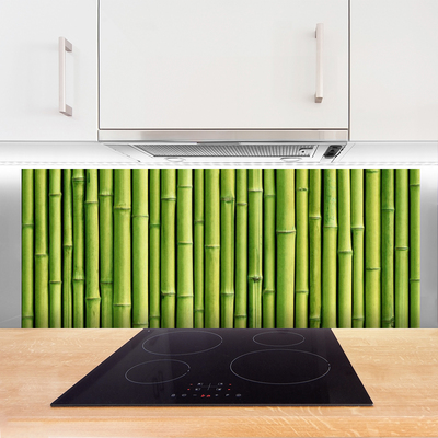 Kitchen Splashback Bamboo canes floral green