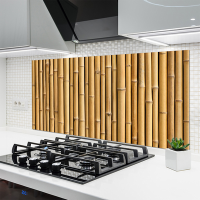 Kitchen Splashback Bamboo canes floral yellow