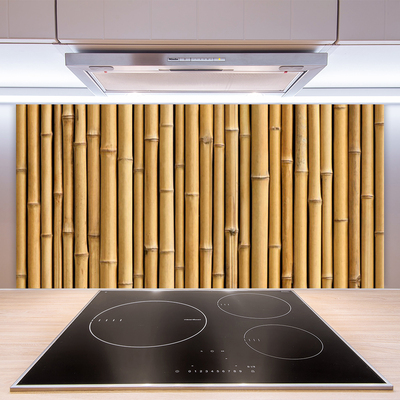 Kitchen Splashback Bamboo canes floral yellow