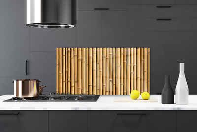 Kitchen Splashback Bamboo canes floral yellow