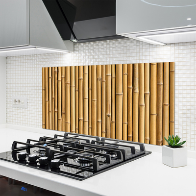 Kitchen Splashback Bamboo canes floral yellow