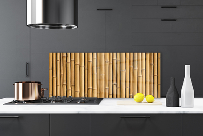 Kitchen Splashback Bamboo canes floral yellow