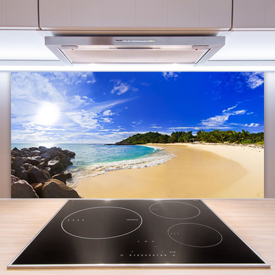 Kitchen Splashback Sun sea beach landscape yellow blue brown