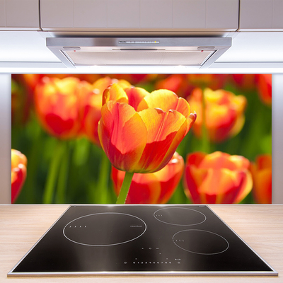 Kitchen Splashback Tulips floral yellow red