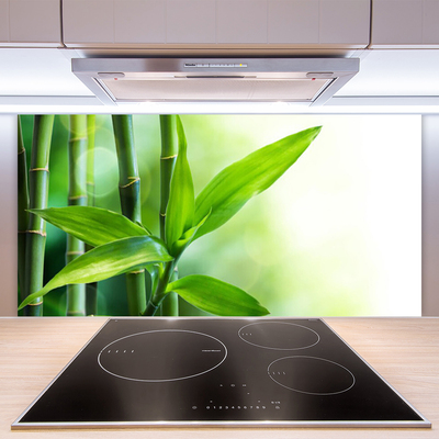 Kitchen Splashback Bamboo canes floral green