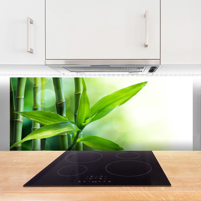 Kitchen Splashback Bamboo canes floral green