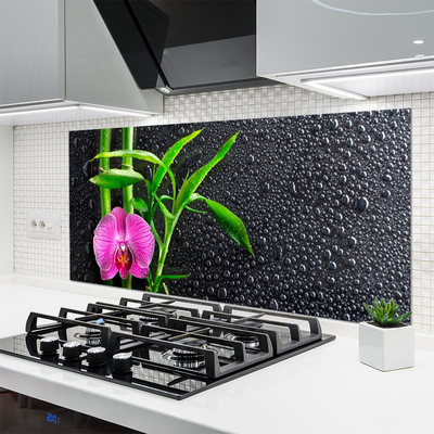 Kitchen Splashback Bamboo tube flower floral pink green