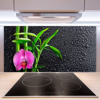 Kitchen Splashback Bamboo tube flower floral pink green