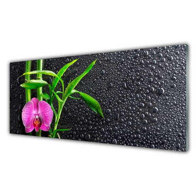 Kitchen Splashback Bamboo tube flower floral pink green