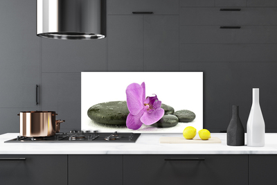 Kitchen Splashback Flower stones art pink black