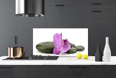 Kitchen Splashback Flower stones art pink black