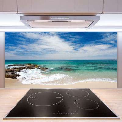 Kitchen Splashback Beach sea landscape white blue