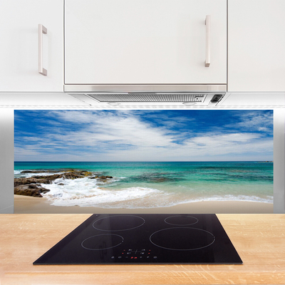 Kitchen Splashback Beach sea landscape white blue