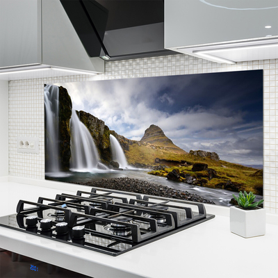 Kitchen Splashback Waterfall mountains landscape grey white